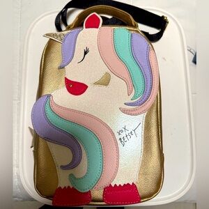 NWOT-Betsey Johnson Gold Unicorn insulated lunch bag/ Crossbody